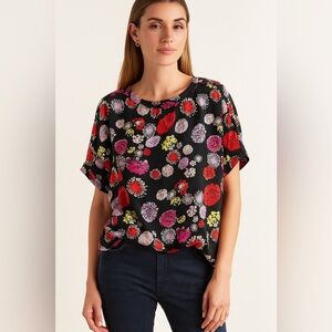 Anthropologie Dolan Floral Popover Blouse – Bold Bloom Print, Size Large